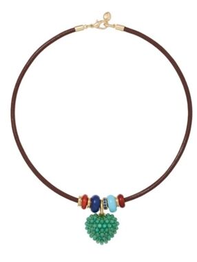 Roxanne Assoulin The Leather Stone Slider Necklace With The Encrusted Heart Char